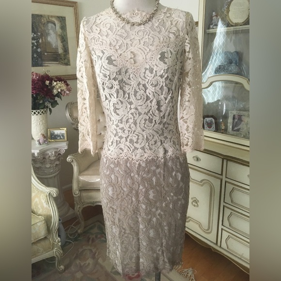 TADASHI Shoji beautiful two tone lace dress size 6